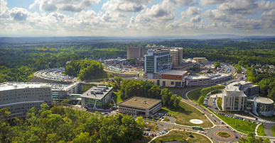 Aerial view of the UConn Health campus