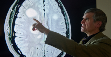 Doctor reviewing a brain scan